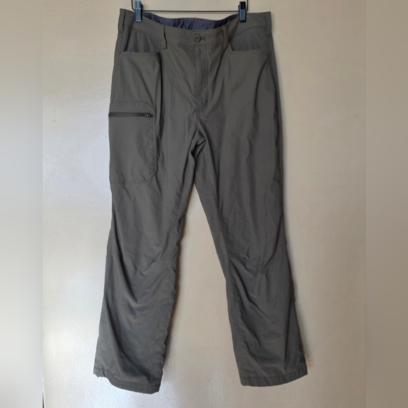 Eddie Bauer Olive Fleece Lined Tech Pants Sz 36×30 Hiking Outdoor Trails Granola - Picture 2 of 16